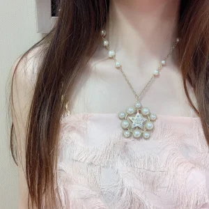 Luxury Womens Jewelry Chanel Gold Star Pearls Necklaces A205PP180 AA146878