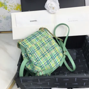 Luxury Womens Handbags Chanel Tweed Backpack Green AS0325 23x21x15CM A53PP880 AA147827