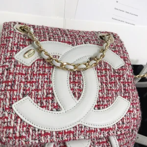 Luxury Womens Handbags Chanel Tweed Backpack Pink AS0325 23x21x15CM A53PP880 AA147826