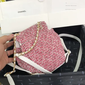Luxury Womens Handbags Chanel Tweed Backpack Pink AS0325 23x21x15CM A53PP880 AA147826