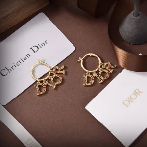Luxury Womens Jewelry Dior Multicolor Crystals Logo Earrings A152PP120 AA148864