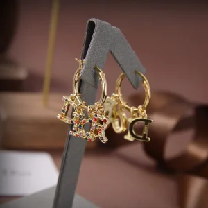 Luxury Womens Jewelry Dior Multicolor Crystals Logo Earrings A152PP120 AA148864