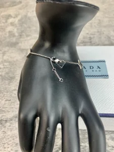 Luxury Womens Jewelry Prada Triangle Logo Bracelet Black A152PP160 AA149803