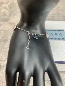Luxury Womens Jewelry Prada Triangle Logo Bracelet Pink A152PP160 AA149804