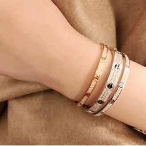 Luxury Womens Jewelry Cartier Vip Diamonds Love Bracelet in Silver A205PP680 AA150075