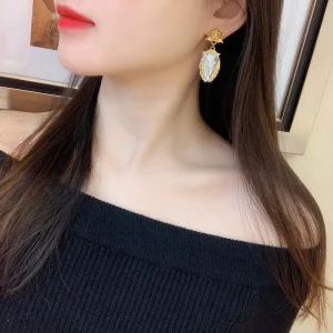 Luxury Womens Jewelry Versace Crystal Embellished Virtus Earrings A205PP170 AA150076