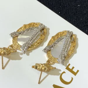 Luxury Womens Jewelry Versace Crystal Embellished Virtus Earrings A205PP170 AA150076