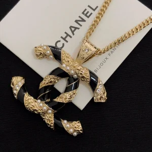 Chanel Gold CC Logo Pendant Necklace 