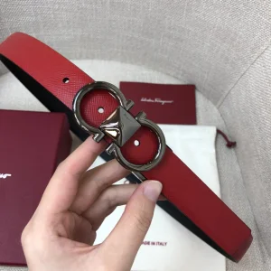 Ferragamo Gancini Women Belt Red Calfskin 25MM 