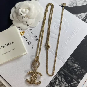 Luxury Womens Jewelry Chanel Gold CC Logo Pendant Chain Necklaces A152PP140 AA150711