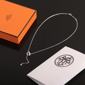 Hermes Finesse Diamond Necklace Silver 