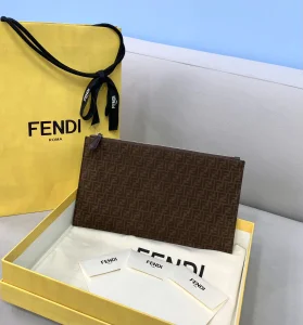 Fendi FF Jacquard Pouch Clutch Bag 8362s