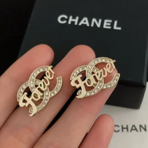 Chanel Crystal CC Gold Forever Earrings 