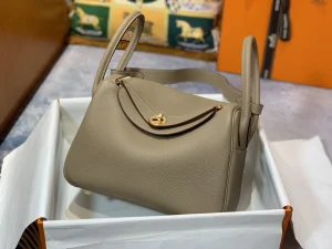 Hermes Lindy Crossbody Bag Grey Leather