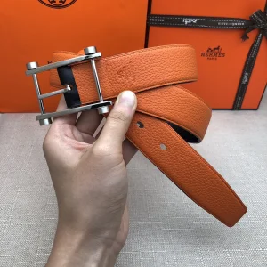 Hermes 2021 New Leather Belt Orange Calfskin 32MM 