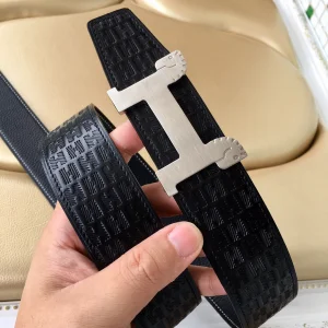 Luxury Womens Belts Hermes Horses Buckle Leather Belt in Black 40MM A175PP240 AA153451