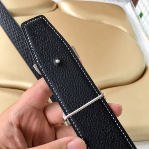 Luxury Womens Belts Hermes Horses Buckle Leather Belt in Black 40MM A175PP240 AA153451
