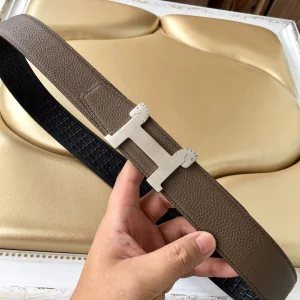 Luxury Womens Belts Hermes Horses Buckle Leather Belt in Grey 40MM A175PP240 AA153455