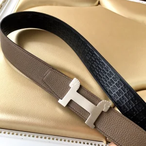 Luxury Womens Belts Hermes Horses Buckle Leather Belt in Grey 40MM A175PP240 AA153455