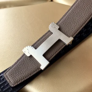 Luxury Womens Belts Hermes Horses Buckle Leather Belt in Grey 40MM A175PP240 AA153455