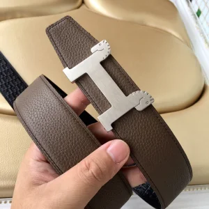 Luxury Womens Belts Hermes Horses Buckle Leather Belt in Grey 40MM A175PP240 AA153455