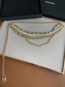 Luxury Womens Belts Chanel Chain and Pearls Belt Gold A175PP240 AA154357