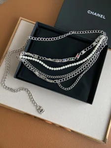 Luxury Womens Belts Chanel Chain and Pearls Belt Silver A175PP240 AA154356