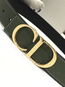 Luxury Womens Belts Dior CD Buckle Green Grained Leather Belt 35MM A175PP240 AA154369