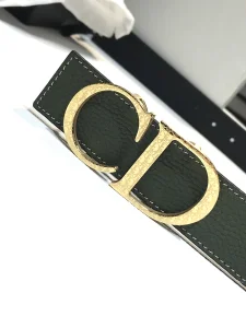 Luxury Womens Belts Dior CD Buckle Green Grained Leather Belt 35MM A175PP240 AA154369