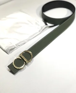 Luxury Womens Belts Dior CD Buckle Green Grained Leather Belt 35MM A175PP240 AA154369