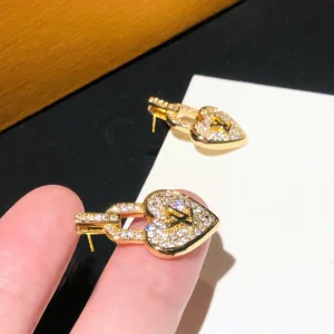 Luxury Womens Jewelry Louis Vuitton Gold Crystal LV Lock Earring A152PP110 AA154302