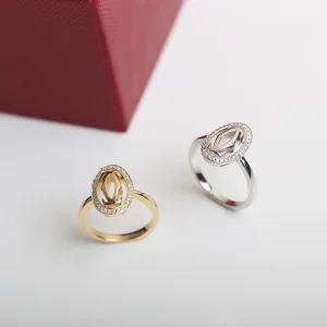 Cartier Diamond Logo Double C Rings 