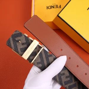 Luxury Womens Belts Fendi FF Leather Belt in Tan 40MM A175PP240 AA155599
