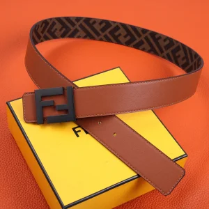 Luxury Womens Belts Fendi FF Leather Belt in Tan 40MM A175PP240 AA155600