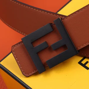 Luxury Womens Belts Fendi FF Leather Belt in Tan 40MM A175PP240 AA155600