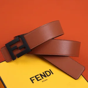 Luxury Womens Belts Fendi FF Leather Belt in Tan 40MM A175PP240 AA155600