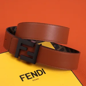 Luxury Womens Belts Fendi FF Leather Belt in Tan 40MM A175PP240 AA155600