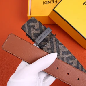 Luxury Womens Belts Fendi FF Leather Belt in Tan 40MM A175PP240 AA155600