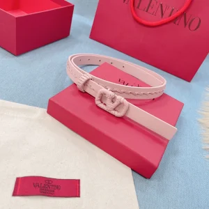 Luxury Womens Belts Valentino Vlogo Woven Leather Belt in Pink 20MM A175PP240 AA155595