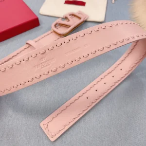 Luxury Womens Belts Valentino Vlogo Woven Leather Belt in Pink 40MM A175PP240 AA155593