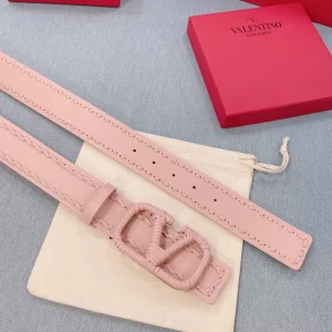 Luxury Womens Belts Valentino Vlogo Woven Leather Belt in Pink 40MM A175PP240 AA155593