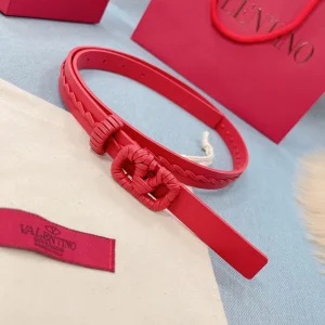 Luxury Womens Belts Valentino Vlogo Woven Leather Belt in Red 20MM A175PP240 AA155594