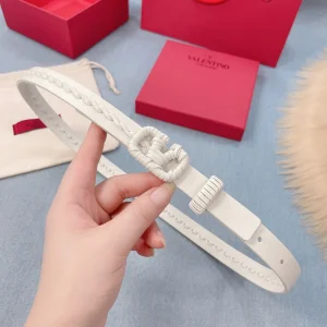 Valentino Vlogo Woven Leather Belt White 20MM 