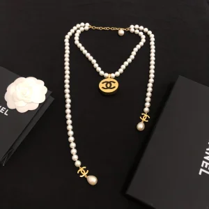 Chanel Round CC and White Pearls Necklaces 