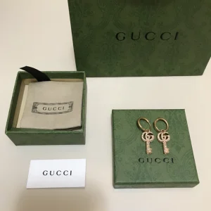 Luxury Womens Jewelry Gucci Double G Key Earrings with Crystals A152PP130 AA156334