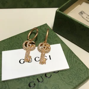 Luxury Womens Jewelry Gucci Double G Key Earrings with Crystals A152PP130 AA156334