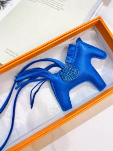 Luxury Womens Bag Charms Hermes Rodeo PM Touch Horse Charm in Blue A62PP160 AA157104