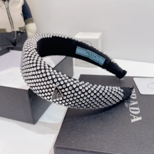Prada Crystal Embellished Satin Hair Headband 