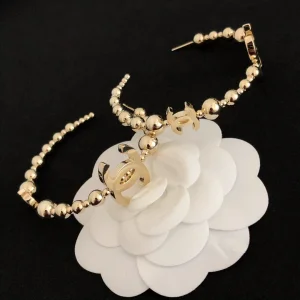 Chanel Vintage Gold Open Cut GG Earrings 