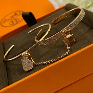 Luxury Womens Jewelry Hermes Kelly Clochette Double Bracelet A152PP420 AA158825